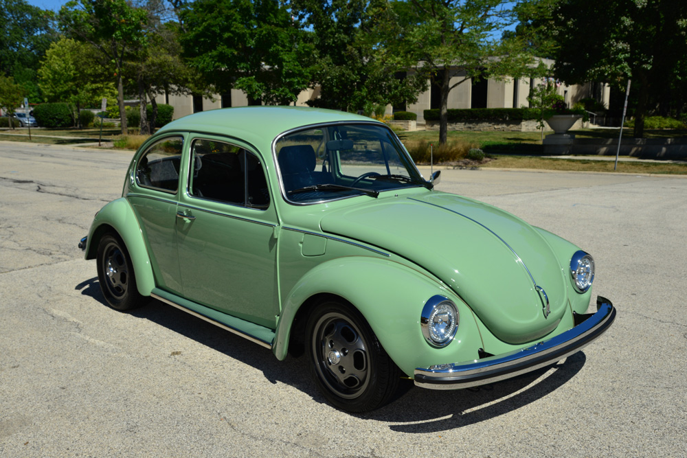 1973 Super Beetle in a green cream color