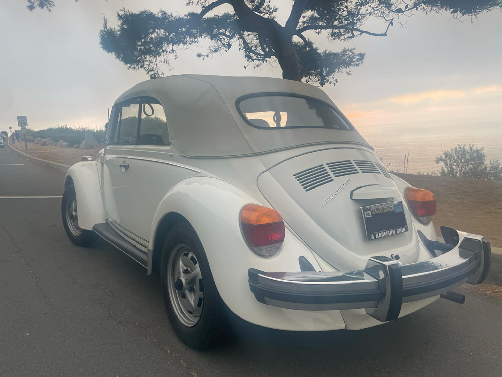 1303 Super Beetle Triple White with the roof up