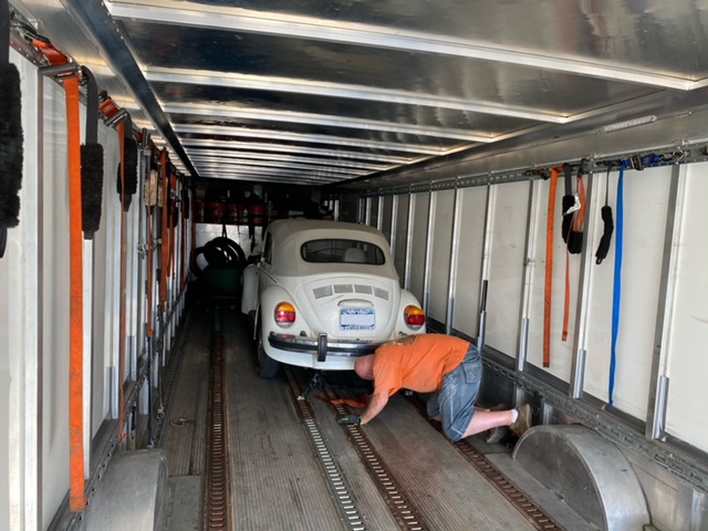 Special Edition Super Beetle was delivered in a trailer