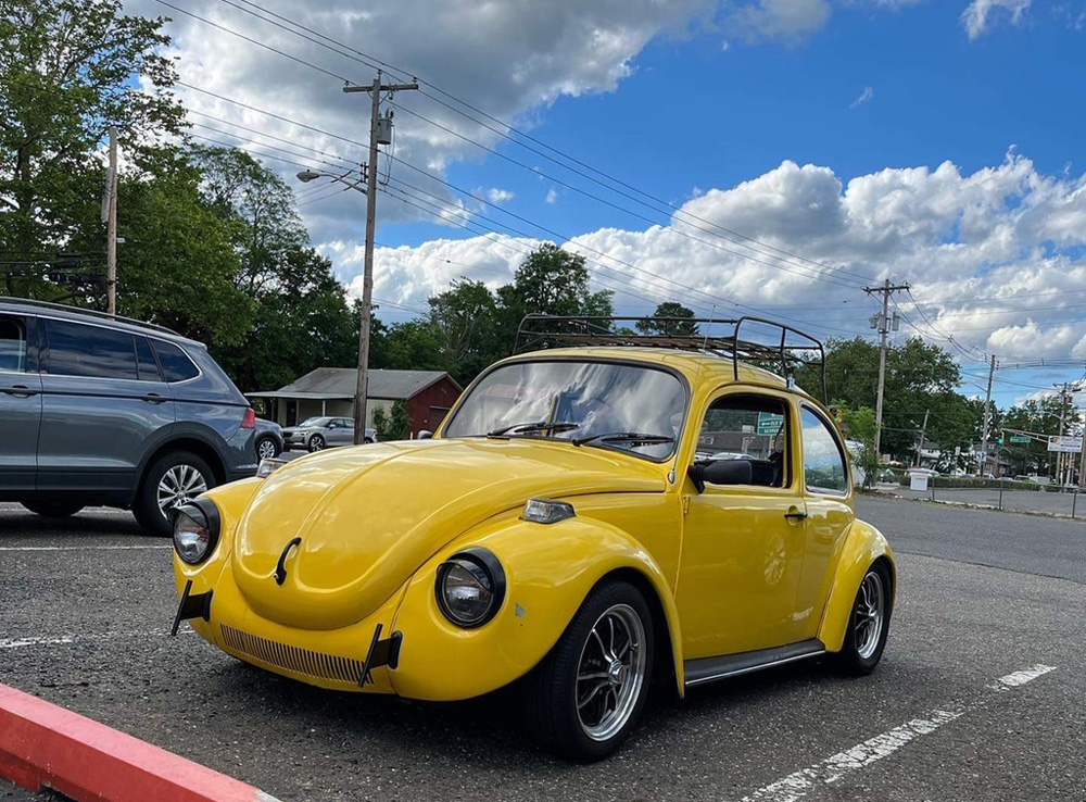 Yellow VW Bug with EMPI wheels