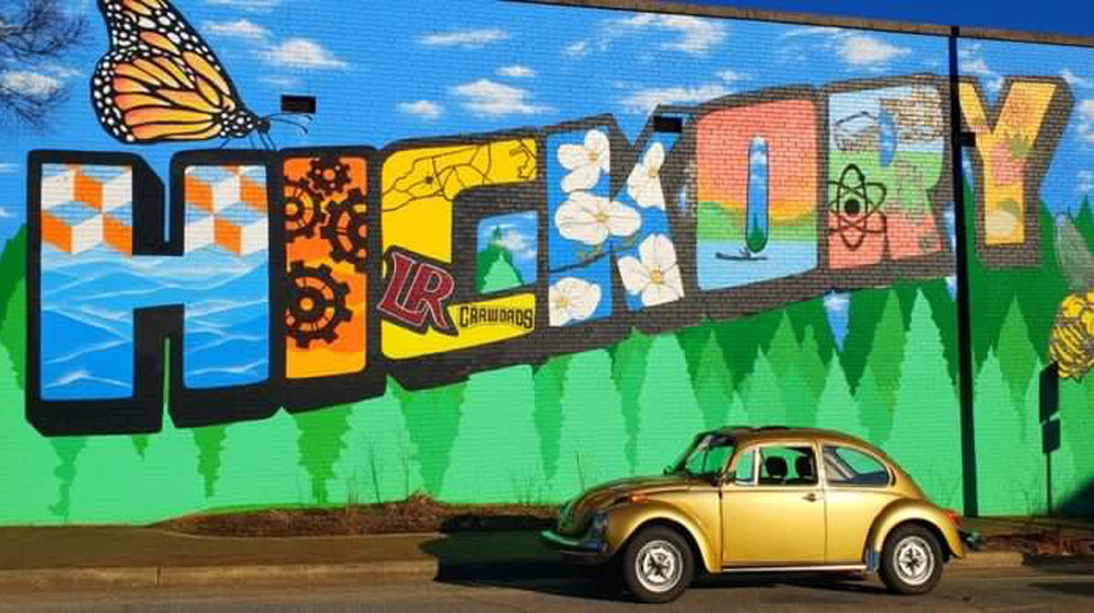 Gold Sun Bug by a hickory mural