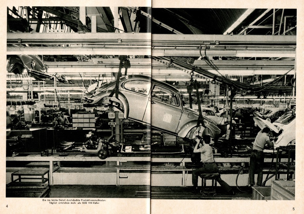 A view of the Wolfburg assemby line where the body and chassis get married